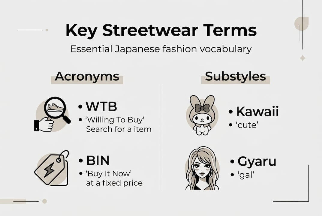 Infographic of Japanese streetwear terms and substyles