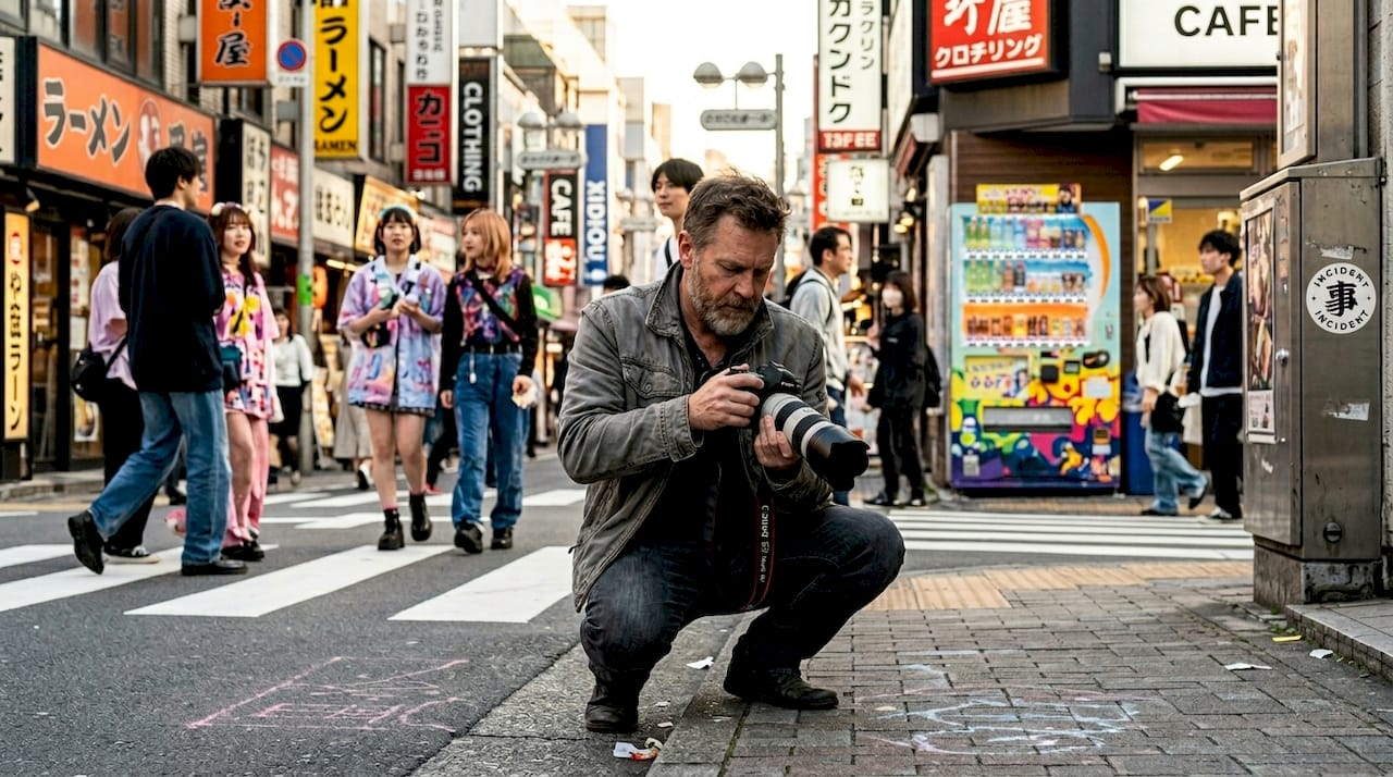Photographer capturing vibrant Harajuku fashion