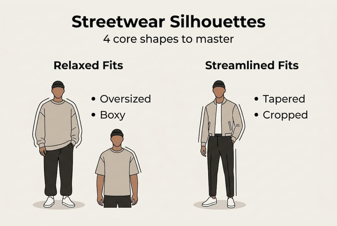 Infographic showing four streetwear silhouettes