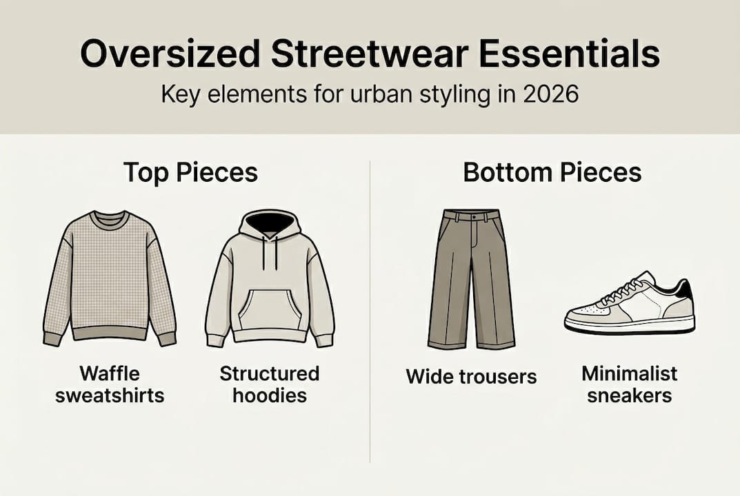 Infographic listing key oversized streetwear items