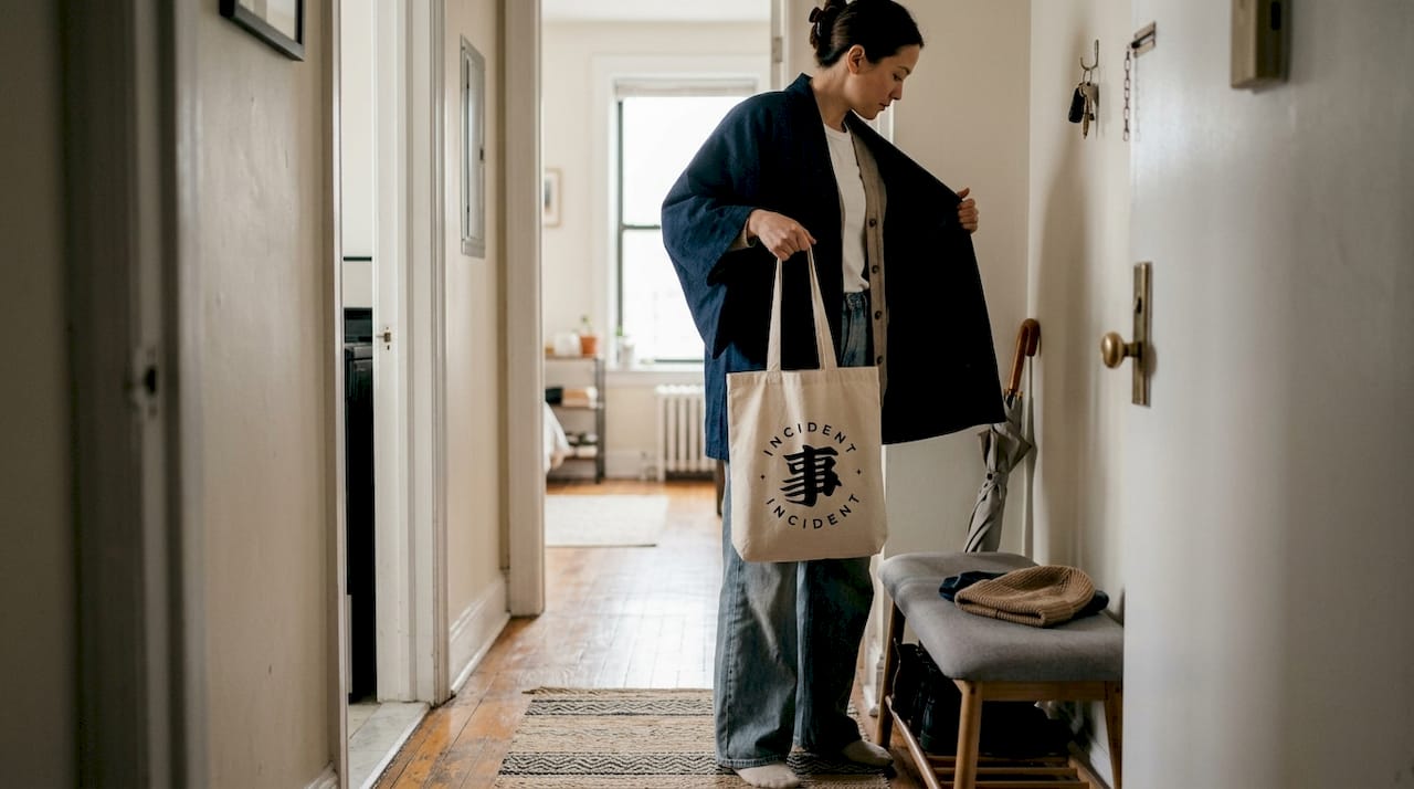 Woman layering haori jacket for streetwear look