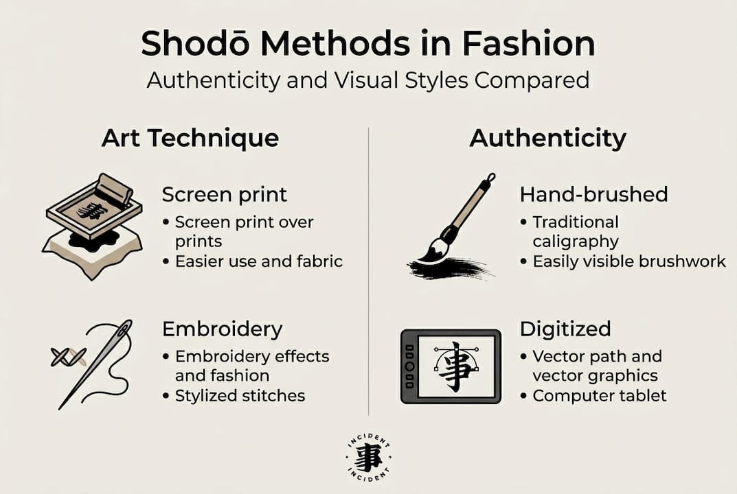 Infographic comparing calligraphy streetwear techniques