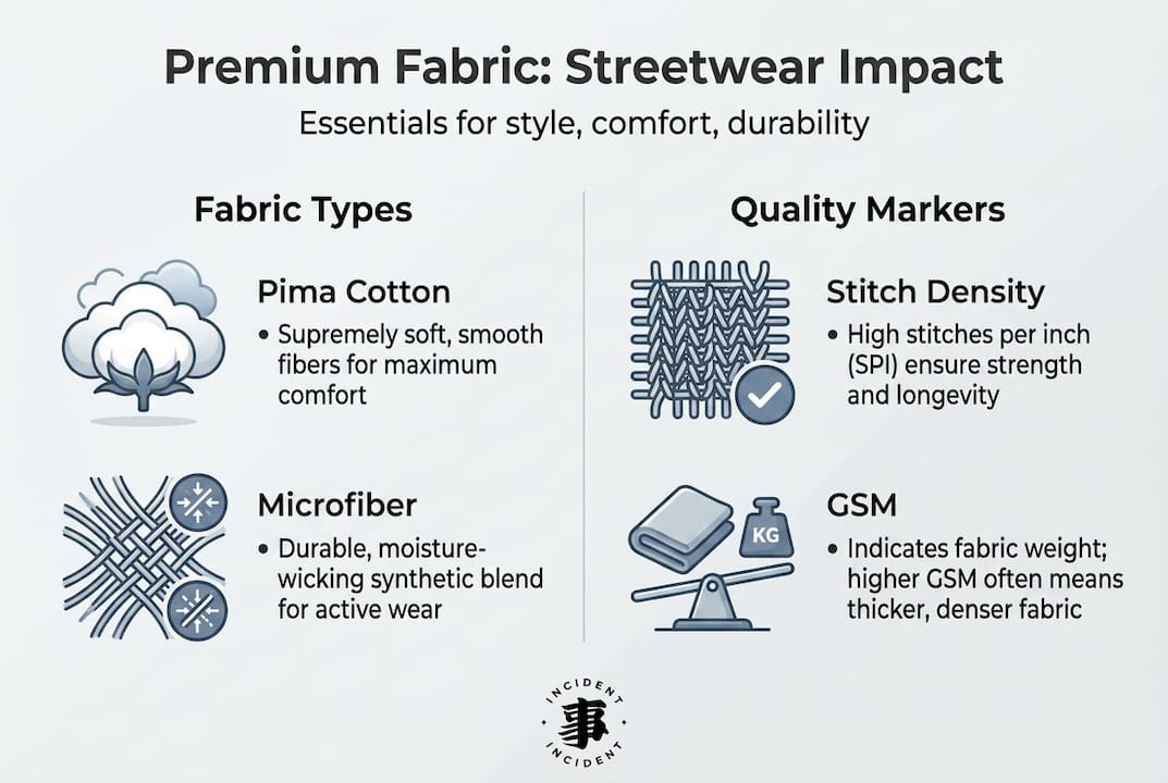 Infographic: fabric types and quality markers in streetwear