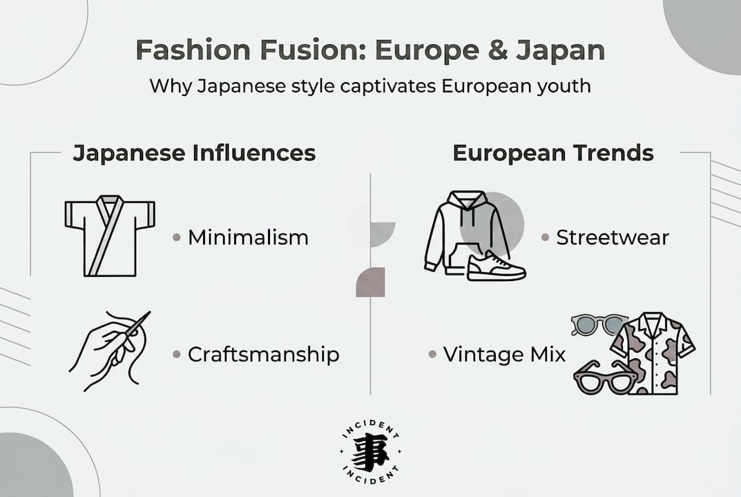 Infographic showing Europe-Japan fashion style fusion