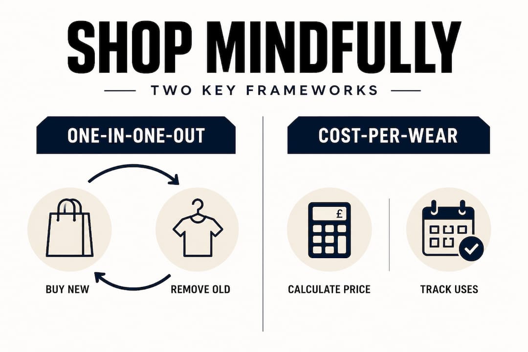 Infographic comparing mindful shopping frameworks