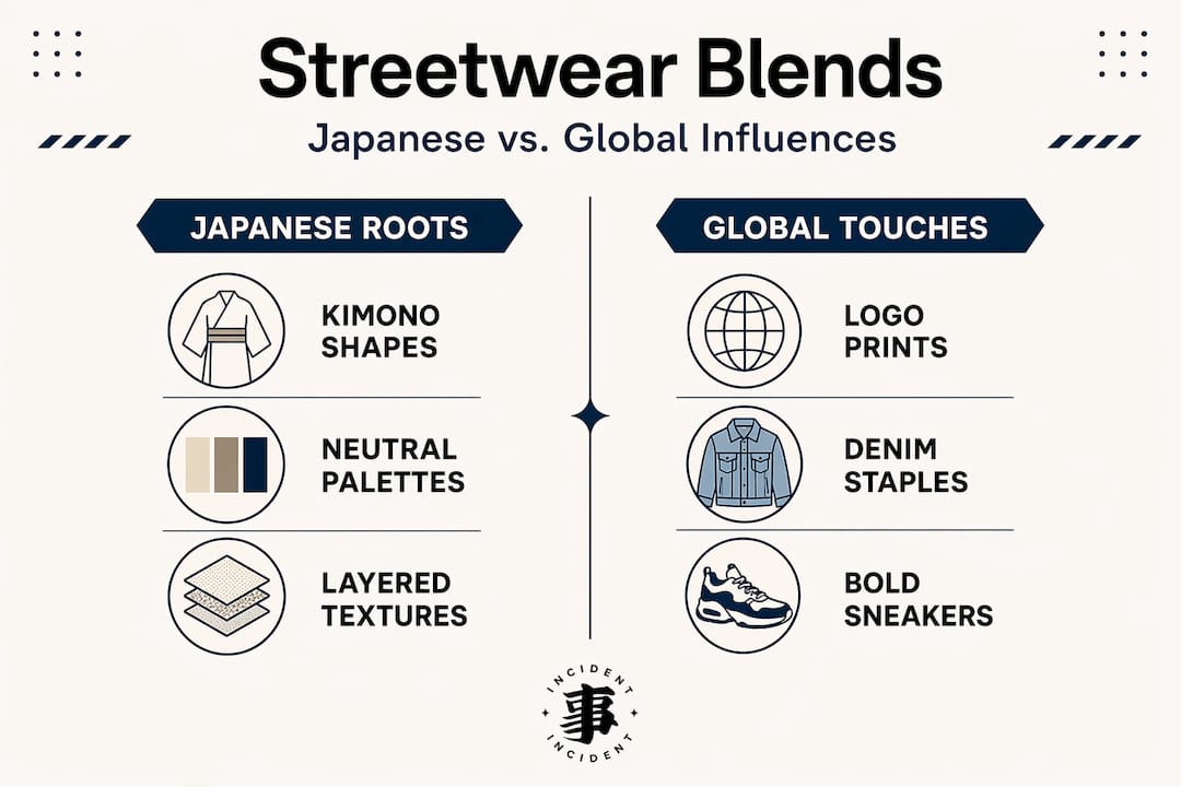 Infographic comparing Japanese and global streetwear elements
