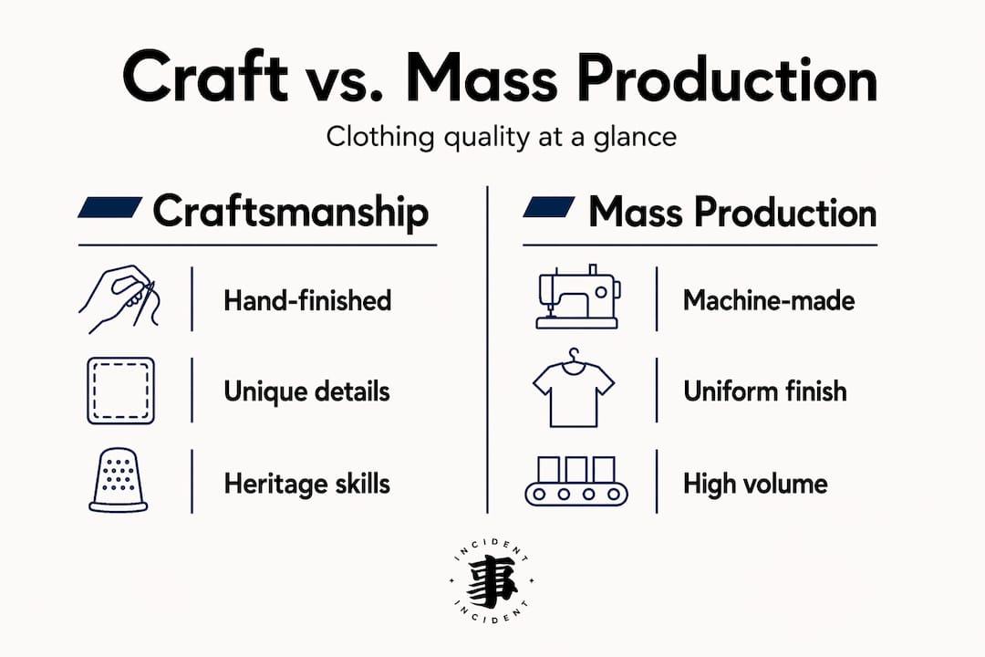 Infographic comparing craft and mass-produced clothing