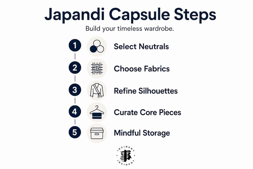 Infographic showing steps for building Japandi wardrobe