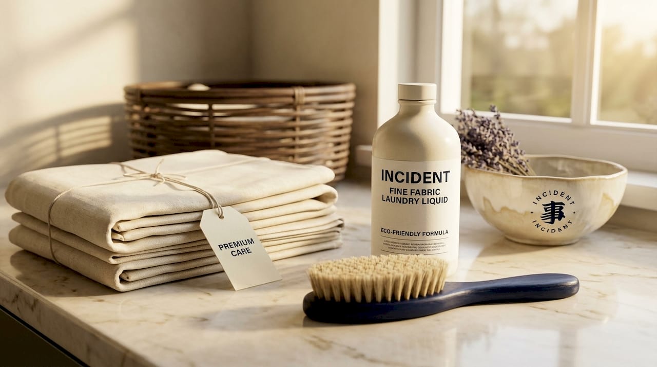 Premium fabric care tools arranged on table