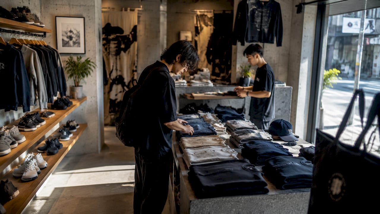 Interior of Japanese streetwear store in Europe