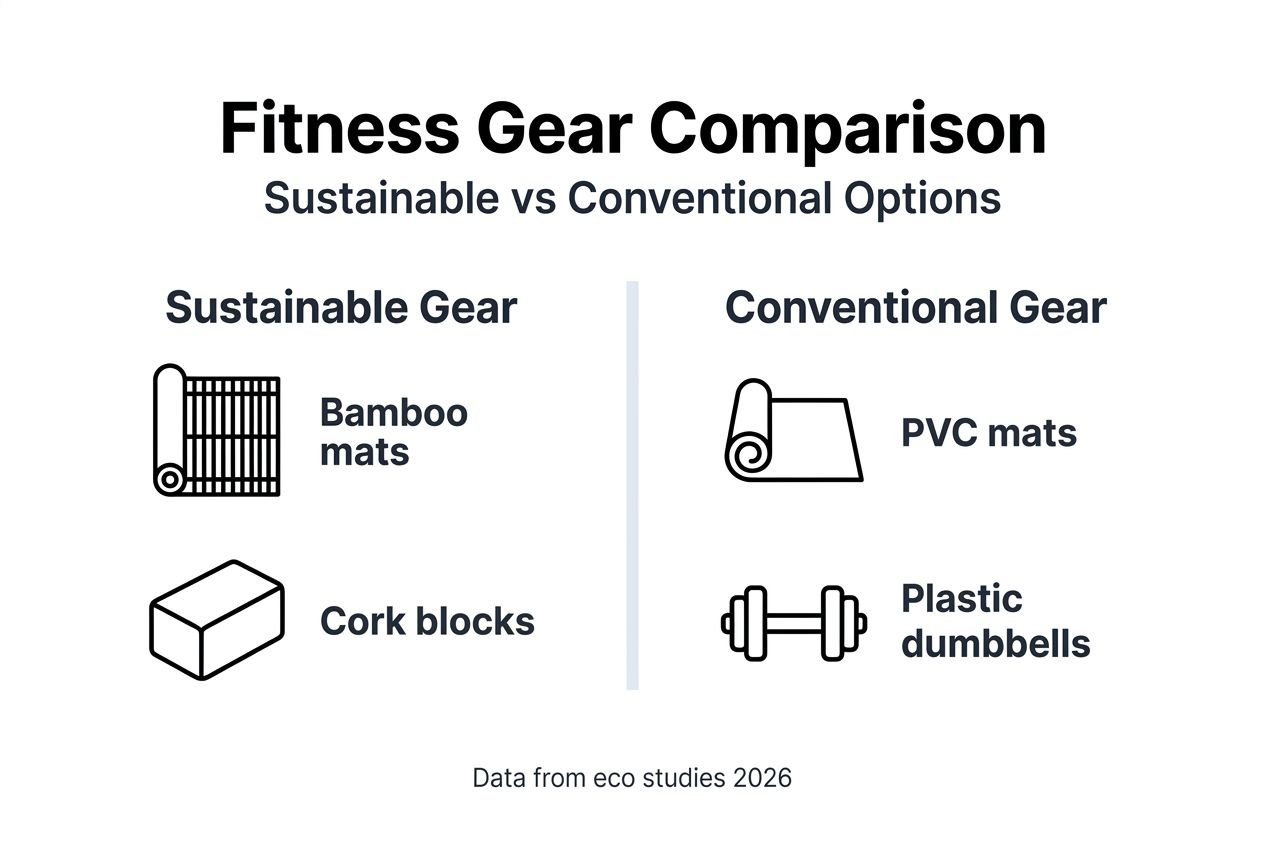 Infografía que compara equipos de fitness sostenibles y convencionales