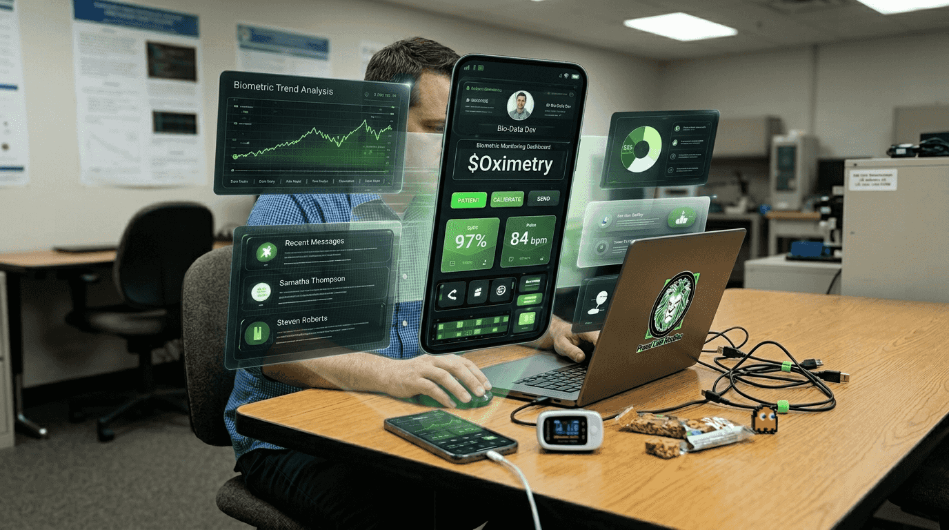 Developer testing app with Bluetooth device