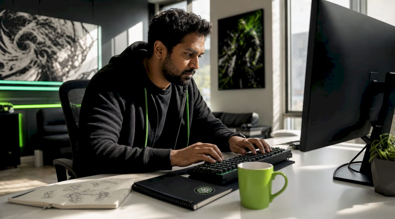 Developer typing AI feature code