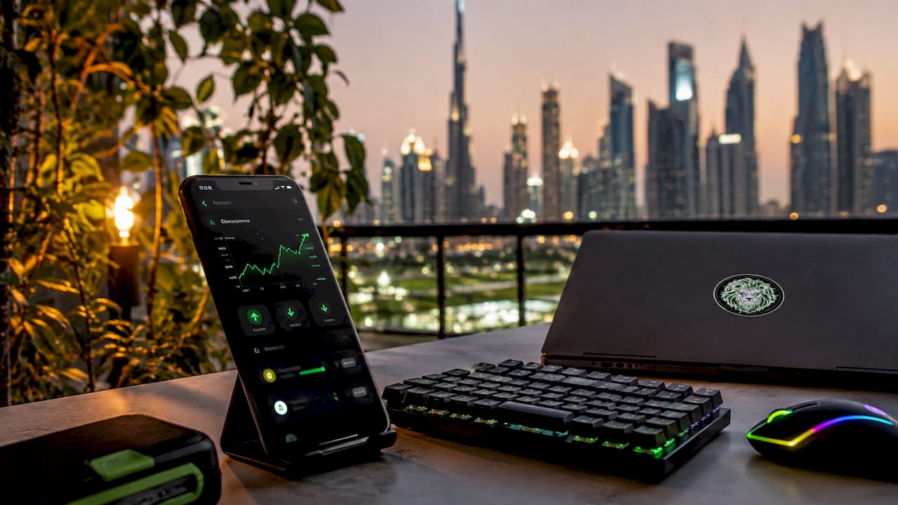 Modern workspace with crypto wallet on smartphone