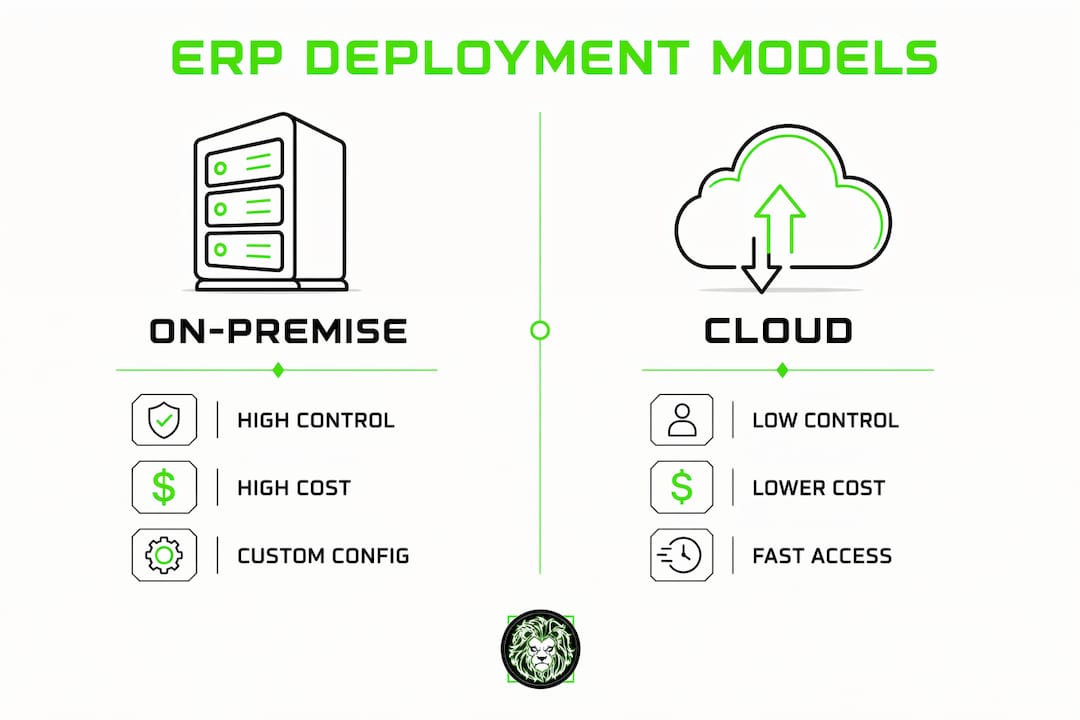 Infographic comparing ERP deployment models