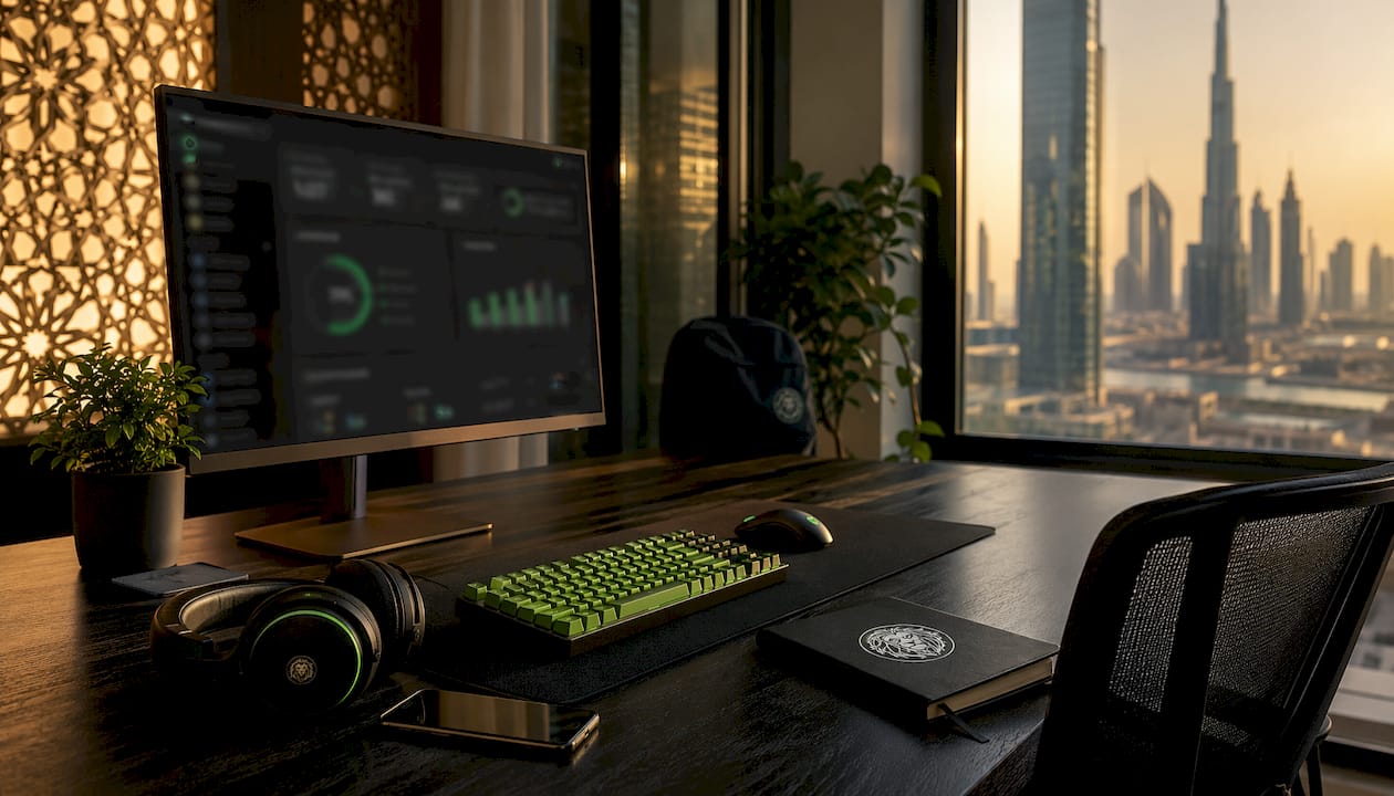 Automation dashboard on office desk