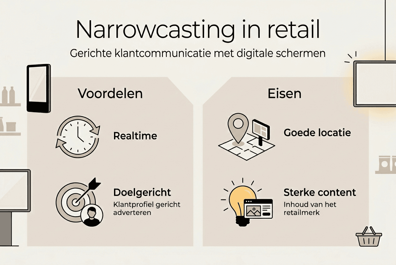 Infographic: narrowcasting in de retail – voordelen en aandachtspunten