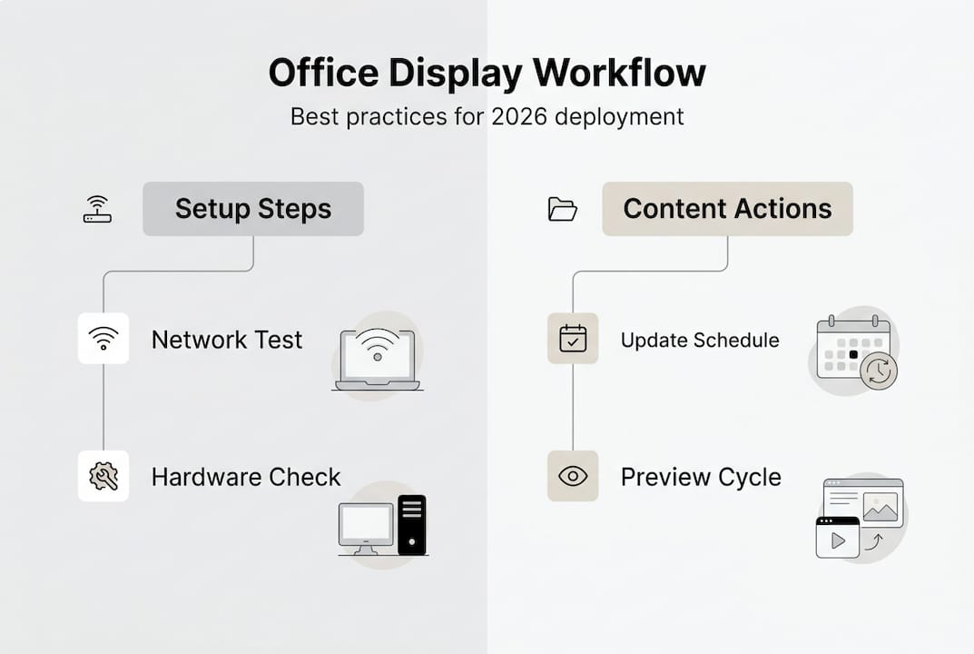 Infographic of office display workflow steps