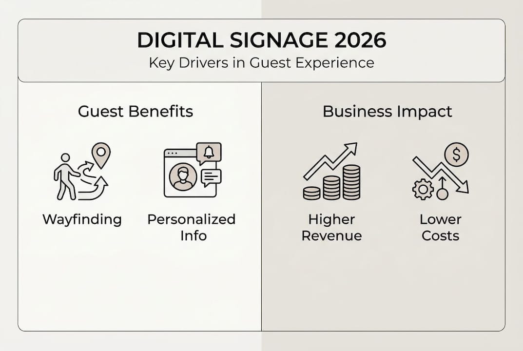 Infographic digital signage guest and business benefits