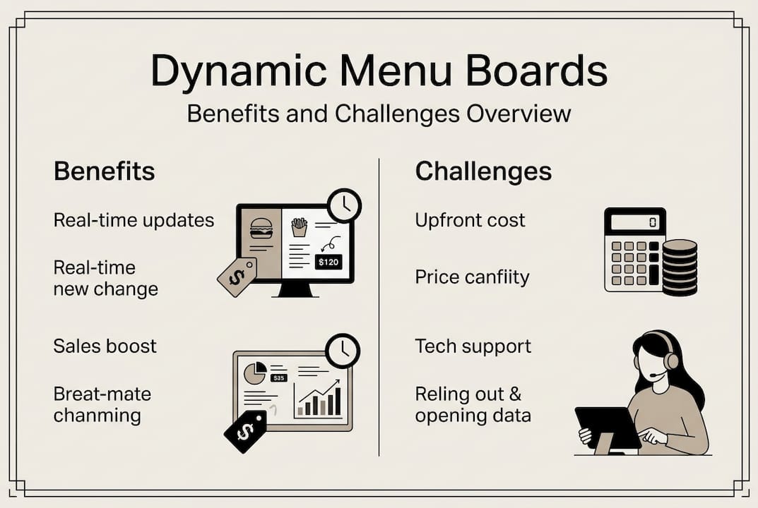 Infographic showing menu board benefits and challenges