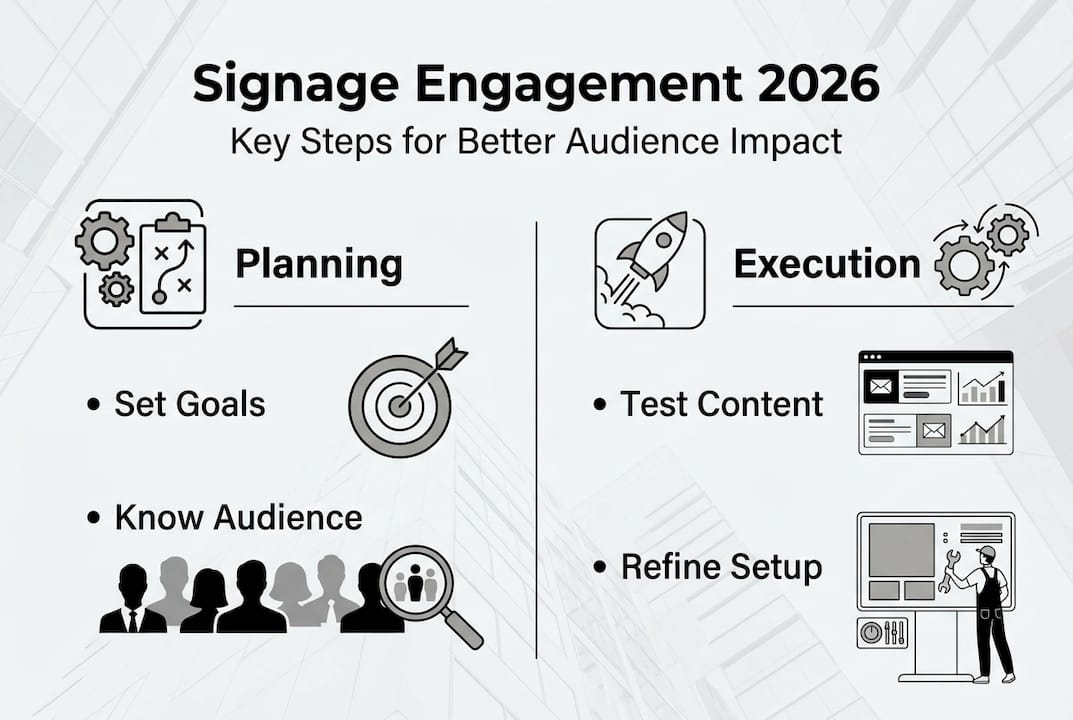 Infographic summarizing signage engagement steps