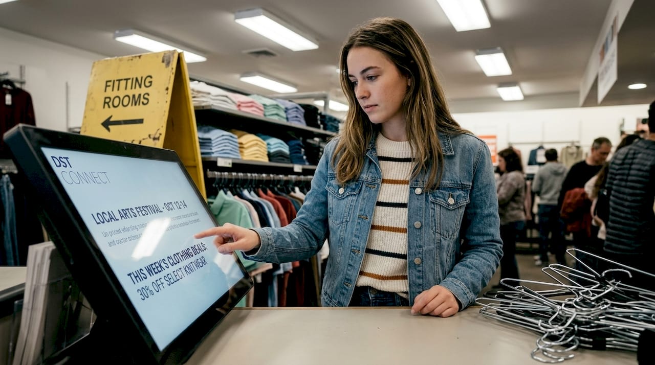 Shopper using interactive digital signage display