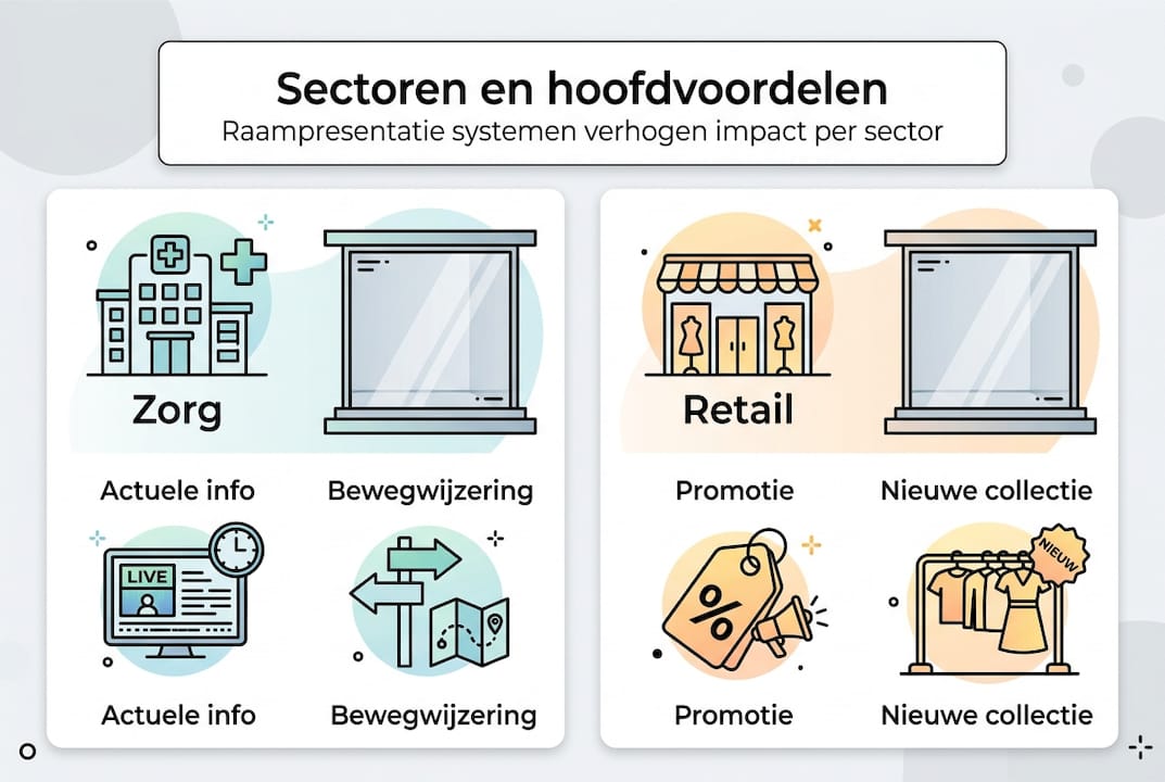 Infographic: De voordelen van raampresentatiesystemen per sector