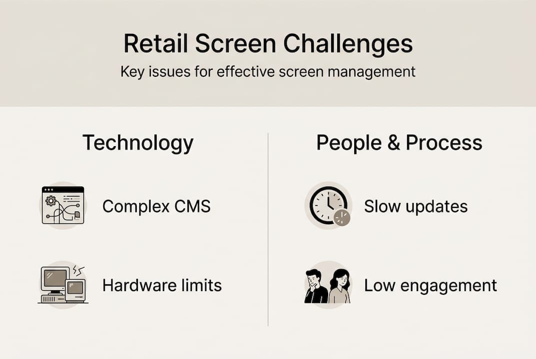Infographic highlighting retail screen management challenges