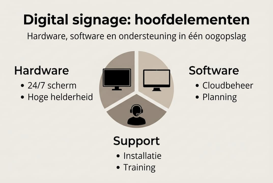 Overzicht: de drie belangrijkste onderdelen van digitale signage