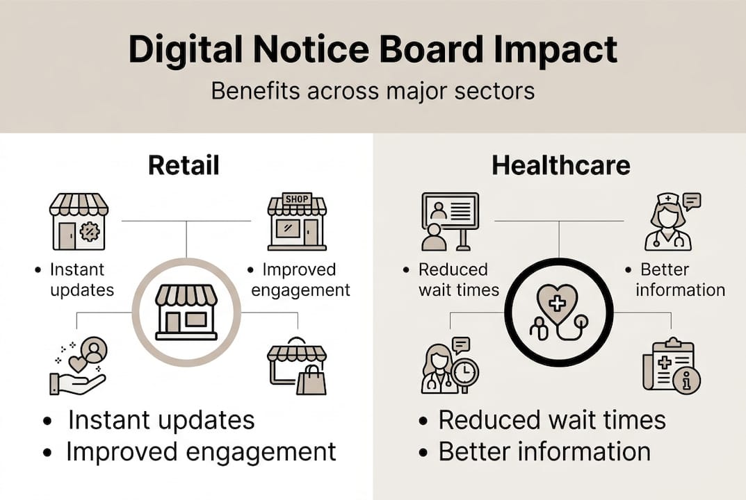 Infographic showing notice board sector benefits