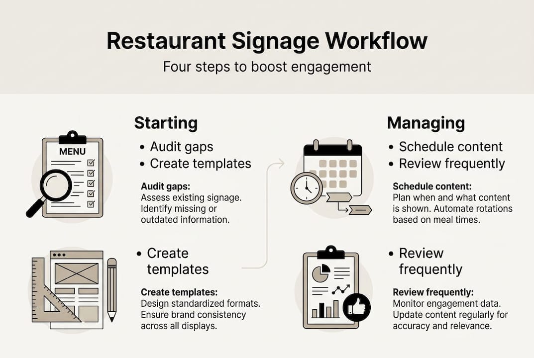 Infographic with steps for signage workflow