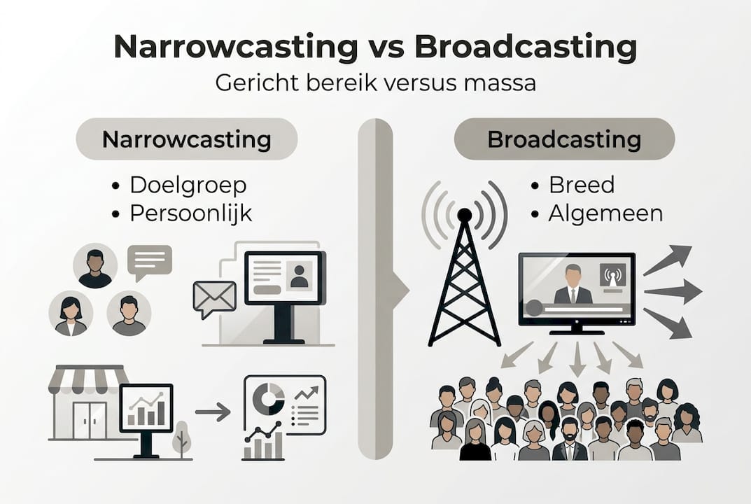 Infographic: narrowcasting tegenover broadcasting – wat zijn de verschillen?