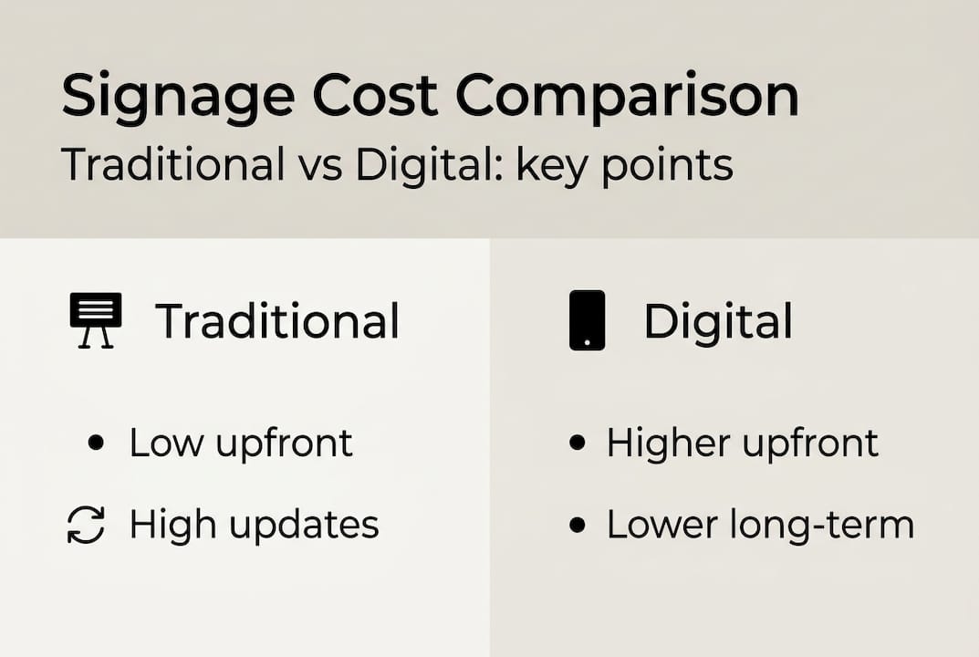 Infographic comparing costs of signage types