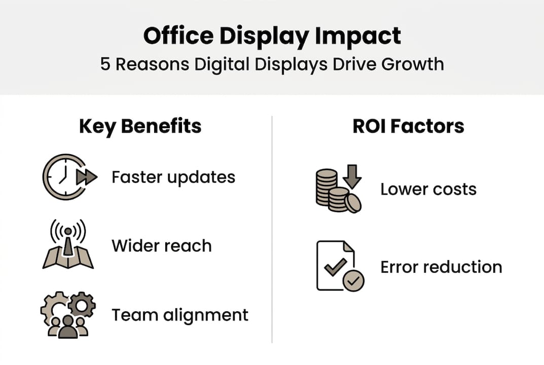 Infographic summarizing office display benefits and ROI