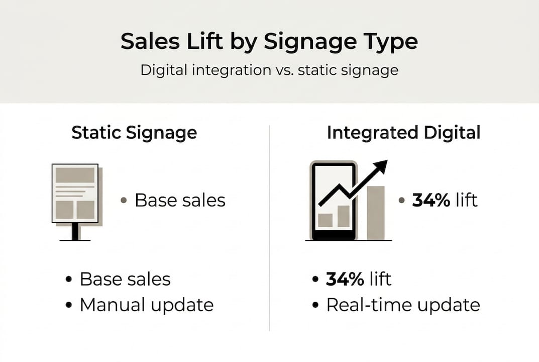 Infographic showing sales lift by signage type