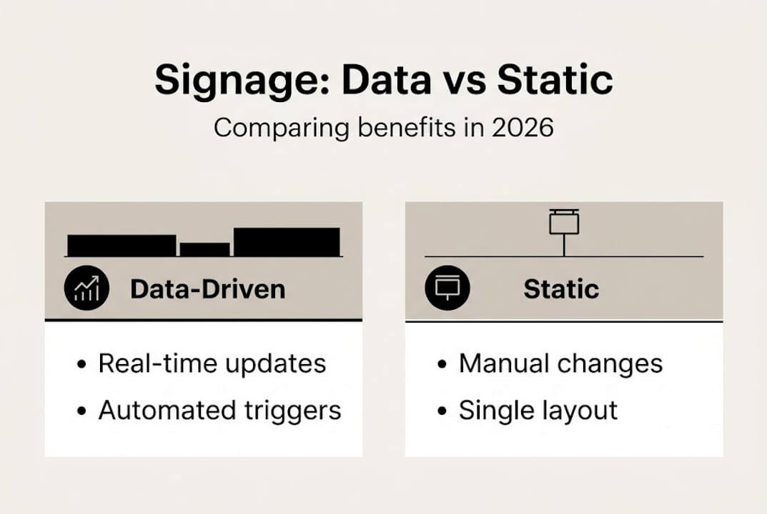 Infographic contrasts data-driven and static signage