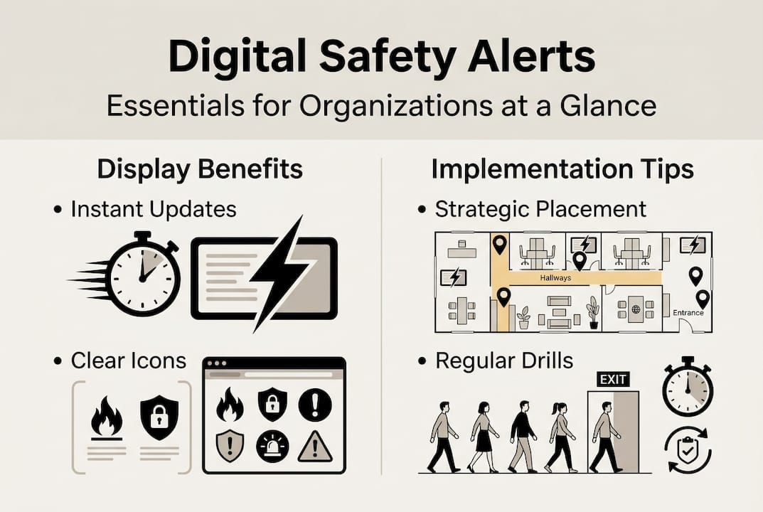 Infographic with safety alert display tips