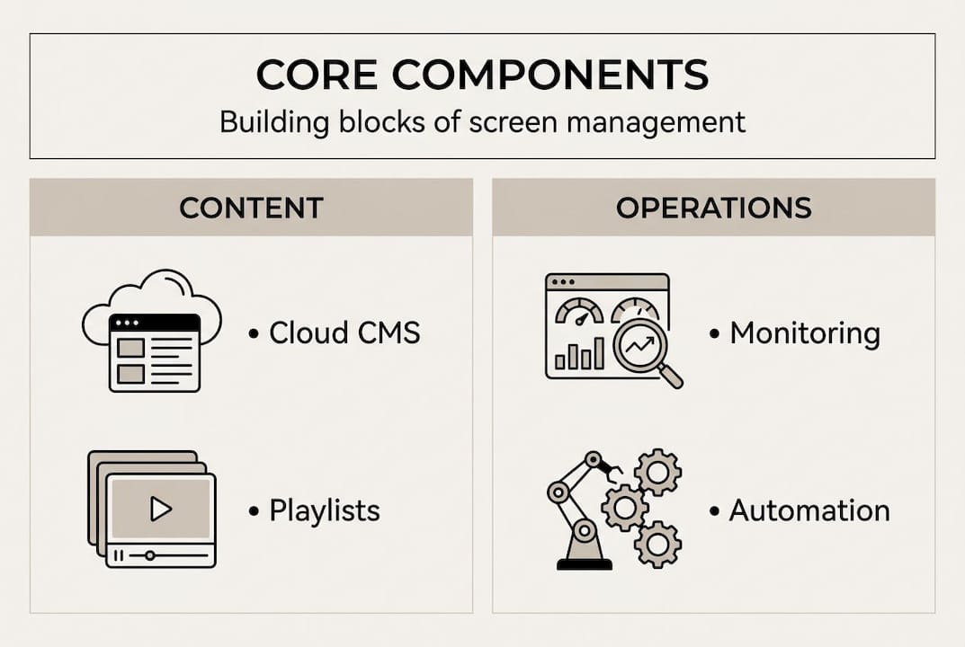 Infographic showing core components of digital signage