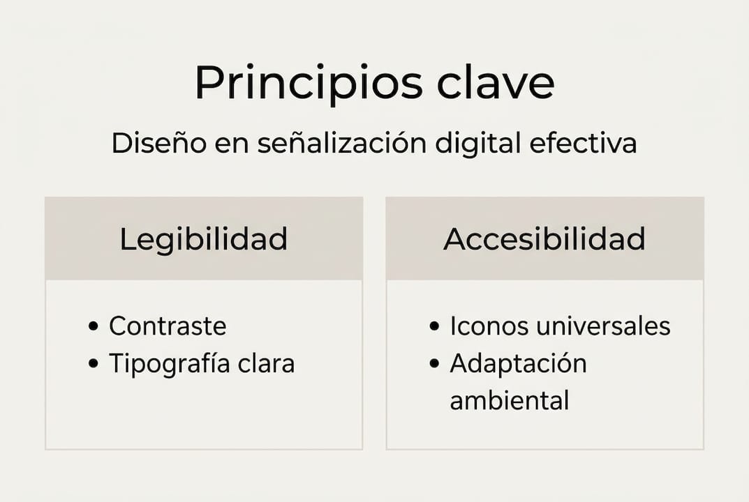 Infografía con los conceptos esenciales para una señalización digital efectiva