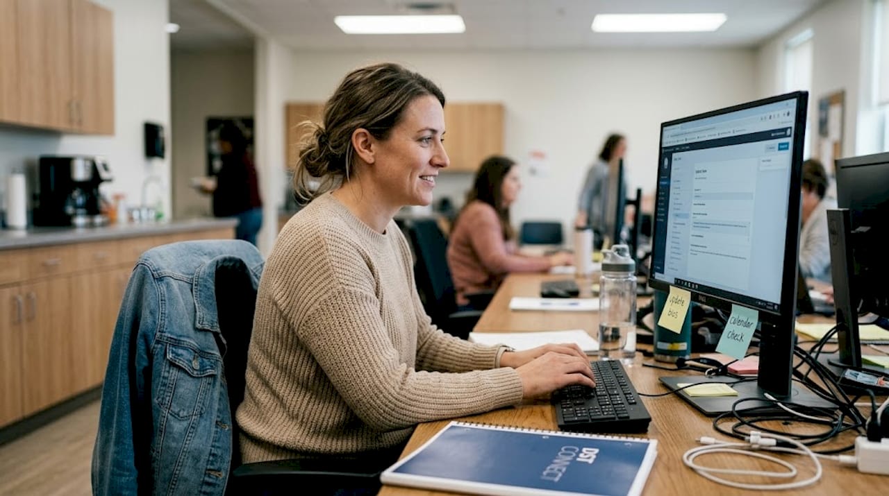 Staff member updating school website content