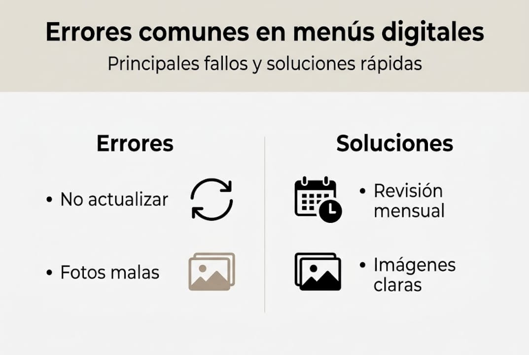 Guía visual sobre los principales fallos en menús digitales y cómo solucionarlos