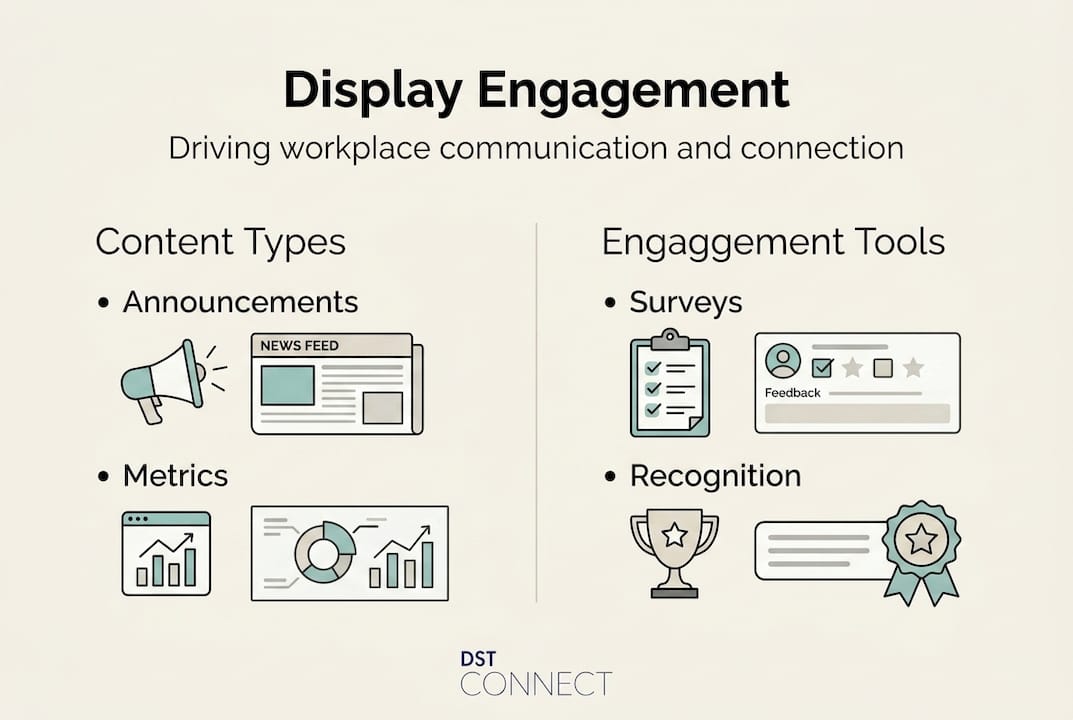 Infographic showing display engagement benefits and tools