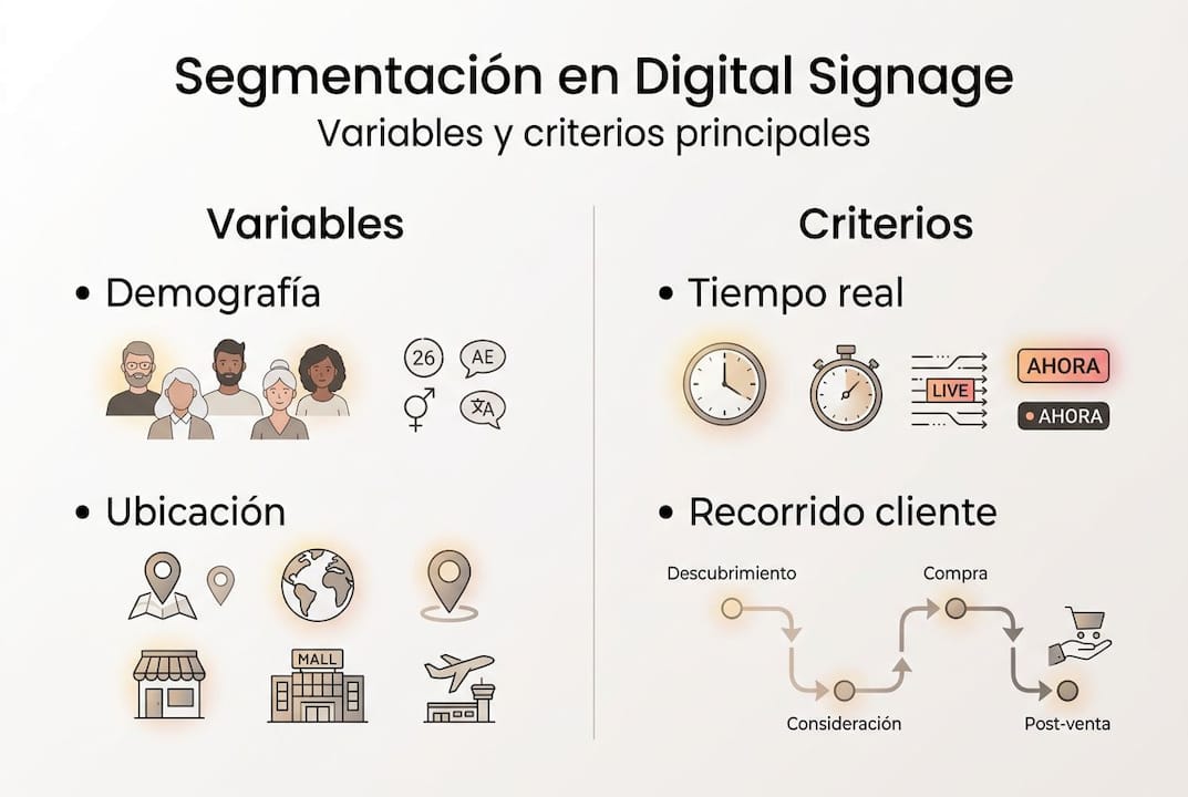 Visualización sobre las principales variables y criterios para segmentar mercados