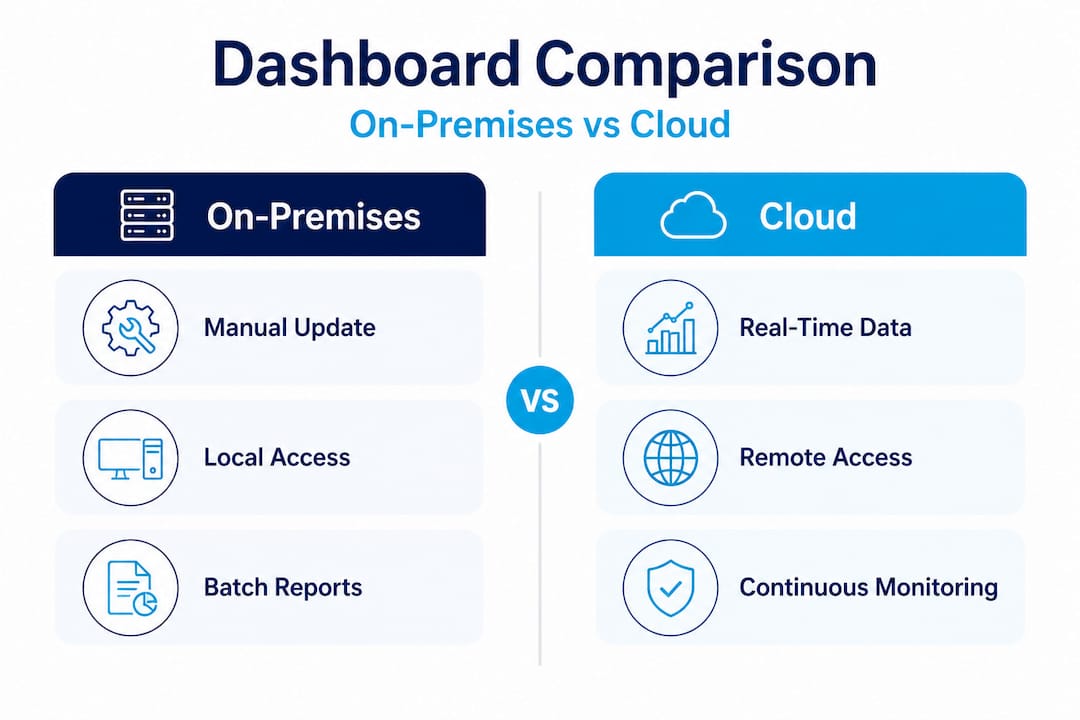 Infographic compares cloud and on-prem dashboards