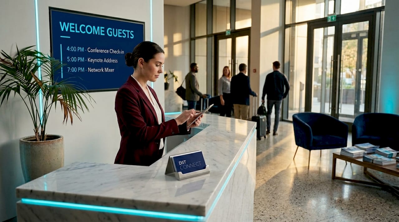 Hotel concierge updates digital guest sign