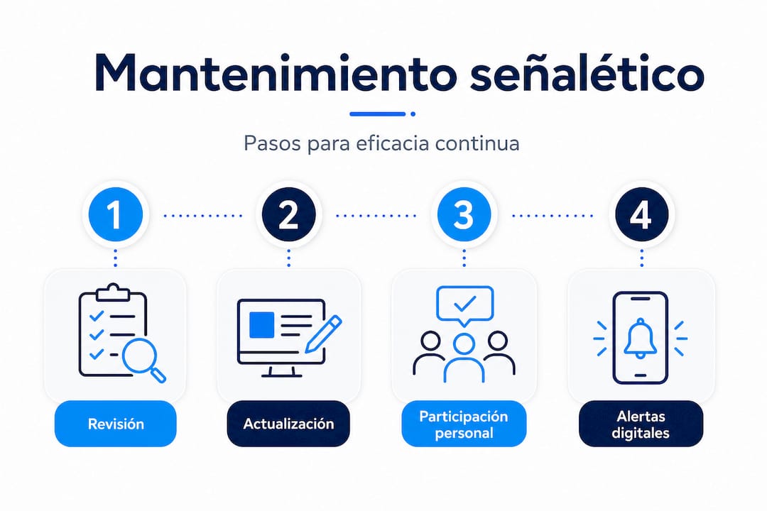 Infografía sobre cómo mantener en buen estado la señalización dentro de centros clínicos
