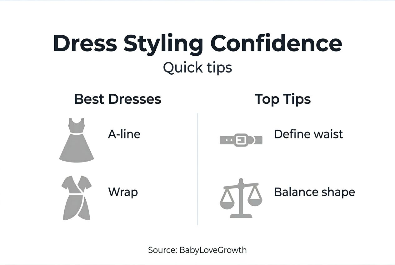 Infographic with dress styling tips for all shapes