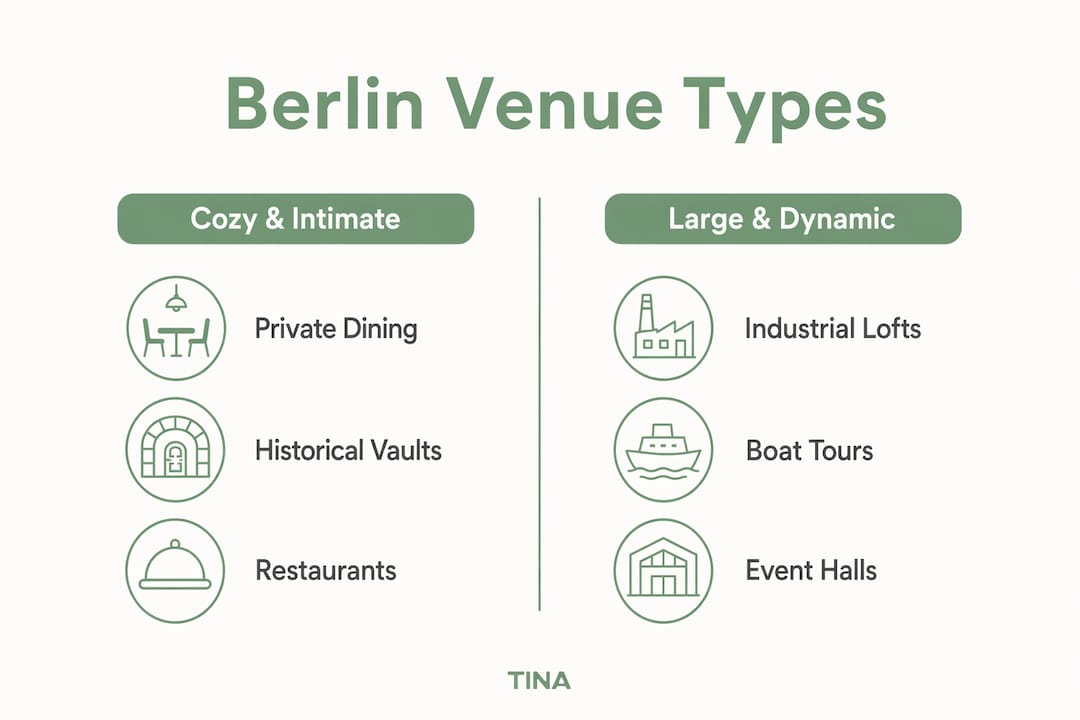 Infographic comparing Berlin Christmas party venue types
