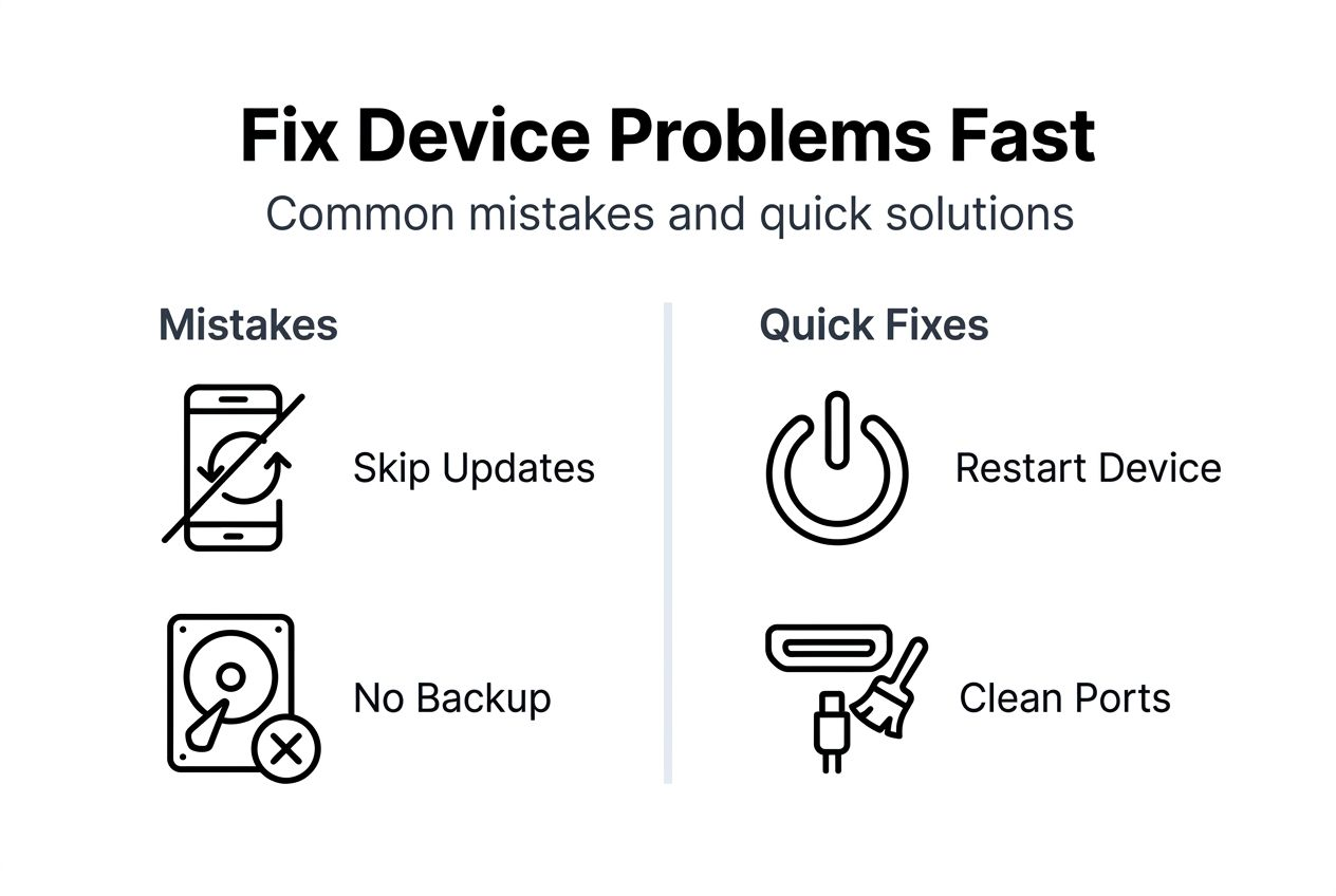 Infographic shows troubleshooting mistakes and fixes
