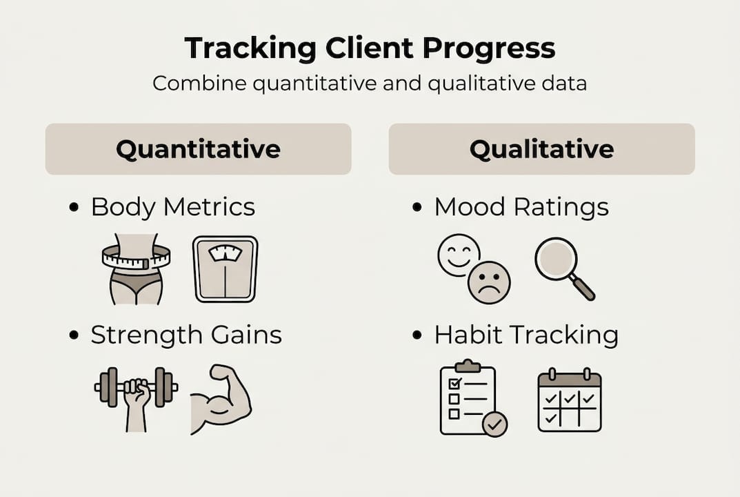 Infographic showing progress tracking categories